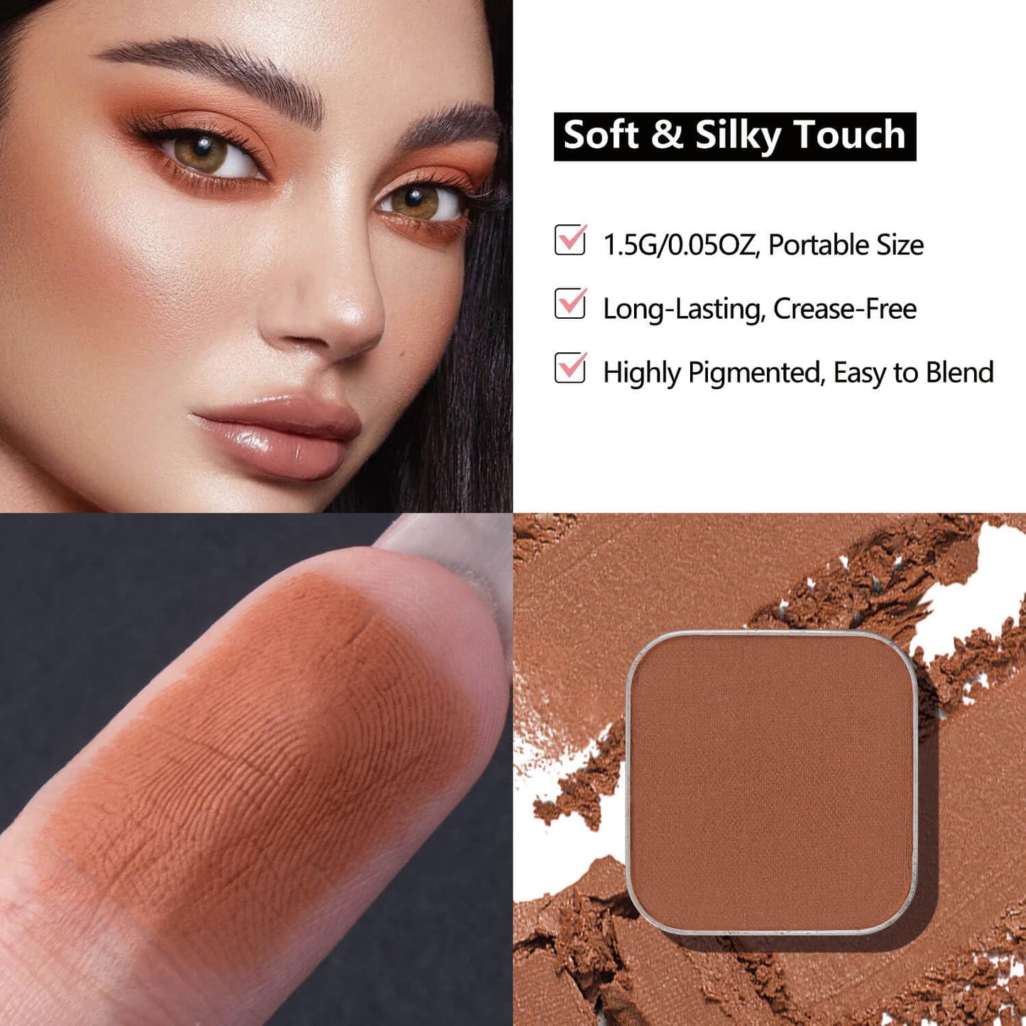 3-Color Eyeshadow Combo Pack – Matte & Shimmer Neutral Shades,Powder, Highly Pigmented, Long-Lasting, Refills Pans for Custom Magnetic Palette-Velvo Beauty