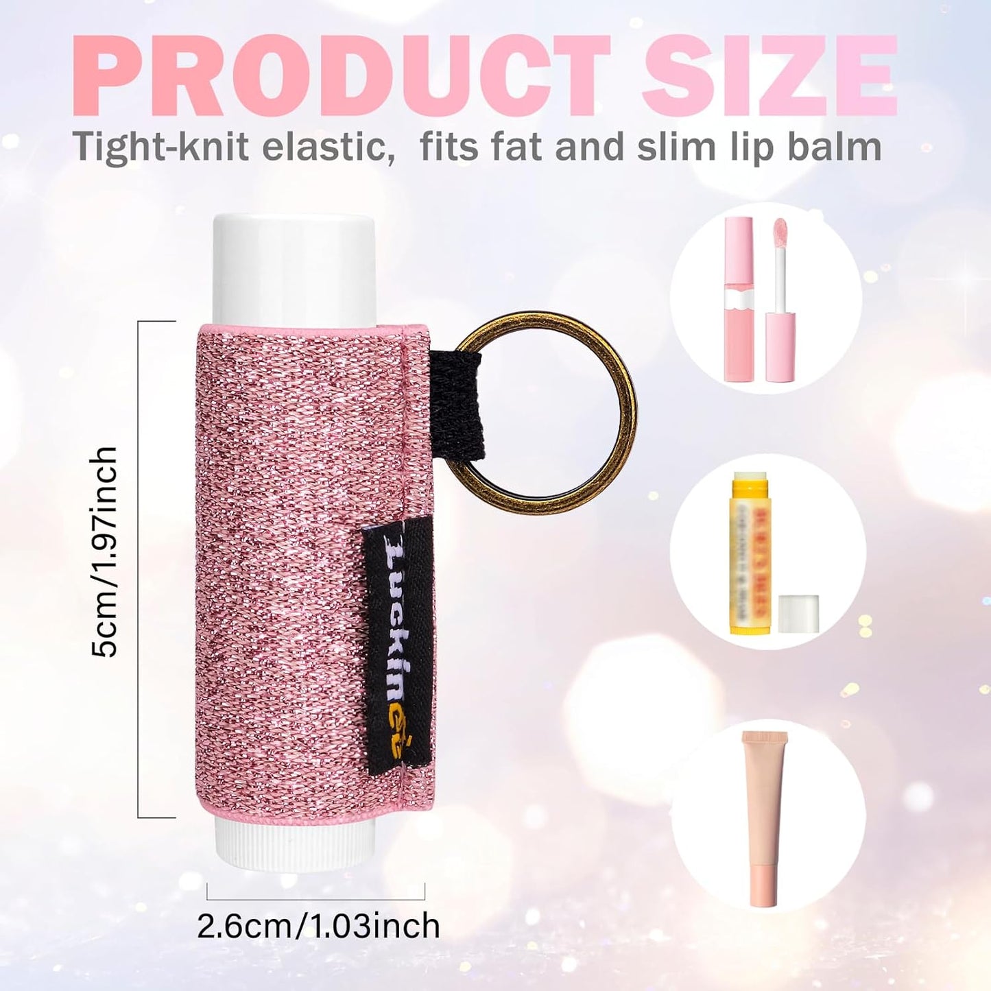 Lip Balm Keychain - Shinny Chapstick & Lipstick Holder - Tight Elastic Holder for Fat & Slim Lip Balms-Velvo Beauty