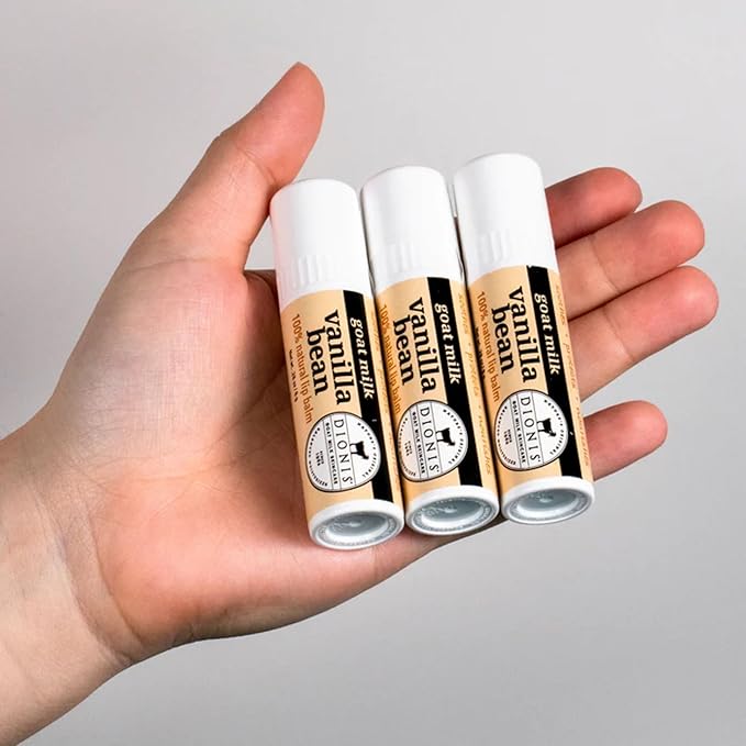 Dionis - Goat Milk Skincare Vanilla Bean Scented Lip Balm - Set of 6 (0.28 oz) - Made in the USA - Cruelty-free and Paraben-free-Velvo Beauty