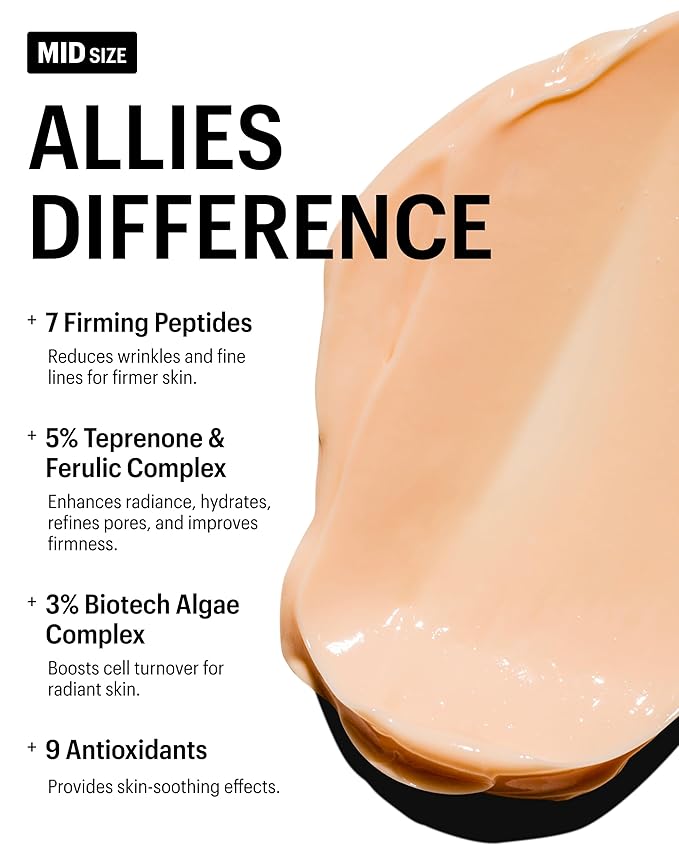 Allies of Skin Peptides & Antioxidants Advanced Firming Daily Treatment with 13 Brighteners, 9 Antioxidants, 7 Firming Peptides, 5% Teprenone & Ferulic Complex and 3% Biotech Algae Complex 20ml/0.67oz-Velvo Beauty