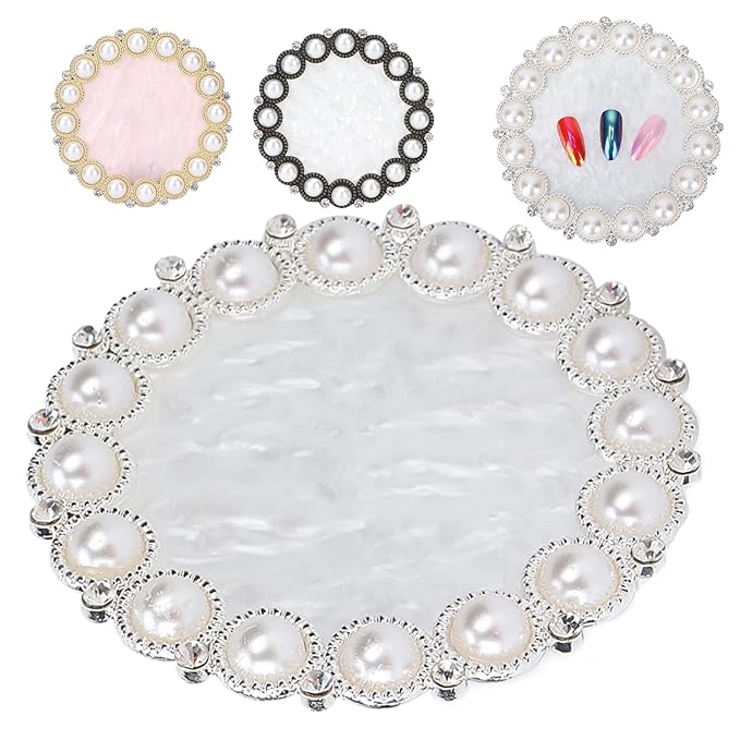 Polish Mix Palette, Resin Nail Art Display Board Cosmetic Nail Mixing Palette Color Mixing Nail Art Tips Display Plate(Silver)-Velvo Beauty