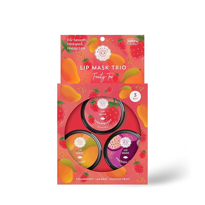 Overnight Lip Sleeping Masks Trio - Set of 3 All Natural Hydrating Lip Treatment - Overnight Repair for Soft, Smooth, Hydrated Lips (3 Pack, Fruity Trio)-Velvo Beauty