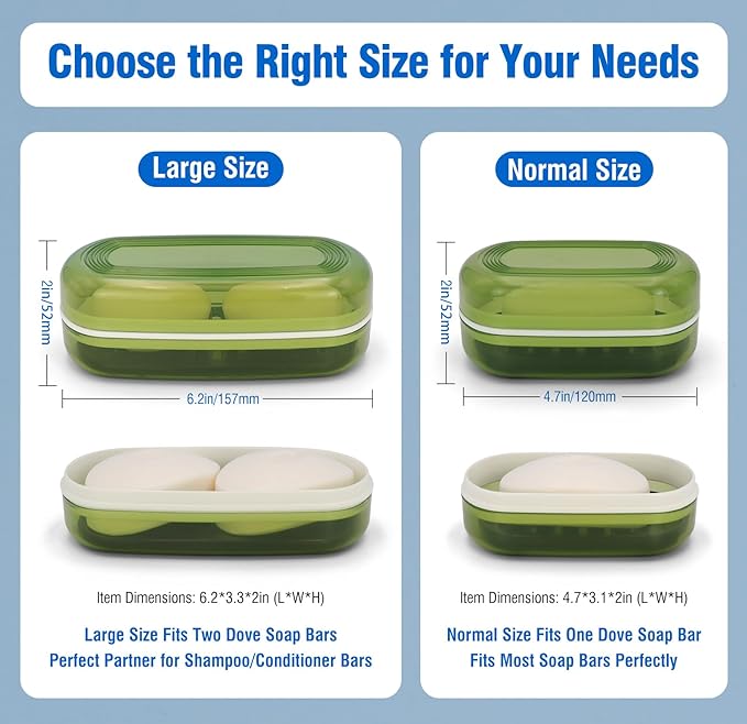 Soap Holder - Portable Travel Soap Case with Draining Layer - Perfect for Bathroom, Gym, Camping, Traveling (Green)-Velvo Beauty