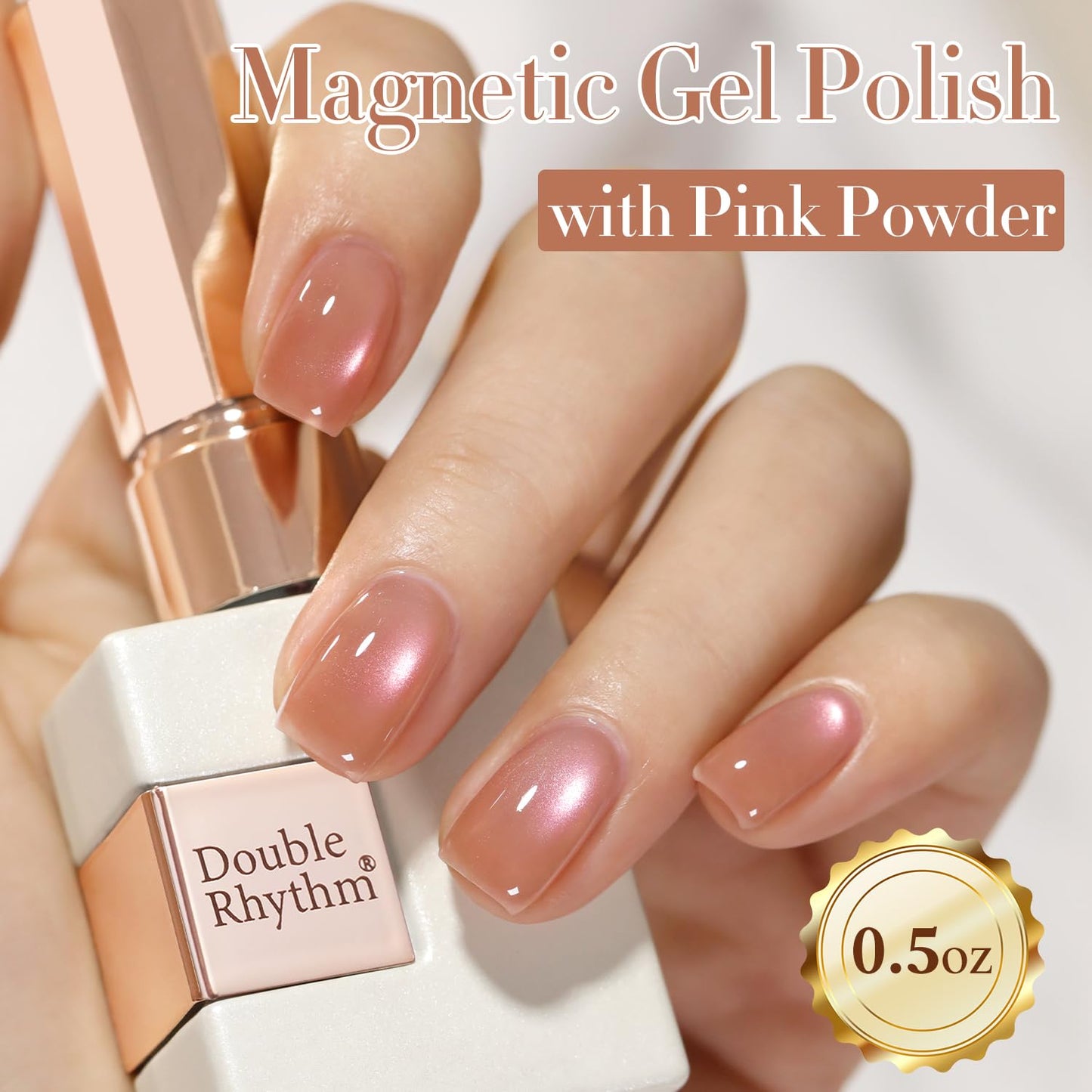 Double Rhythm 15ML Ice Glass Cat Eye Gel Polish with Magnet Holographic Glitter Shimmer Translucent Sheer Color Salon Soak Off Magnetic Nail at Home (Dark Orange-MC1127)-Velvo Beauty