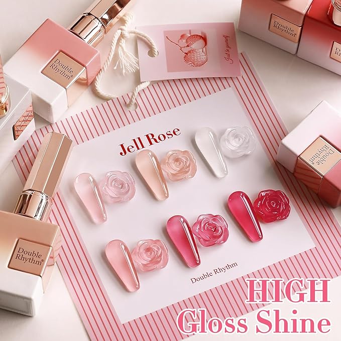 Double Rhythm 6 Pcs 15 ML Gel Polish Set Same Color Same Bottle Soak Off Gel Polish Kit Nail Art Manicure Salon DIY at Home for Women (Milky White Jelly Pink Nude Peach-T6-24)-Velvo Beauty