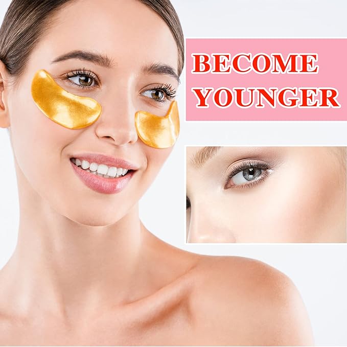 Eye Mask 60 pcs,Gold Collagen Under Eye Patches,Puffy Eyes and Dark Circles Treatments,Improve Reduce Under Eye Bags Smooth Wrinkles and Lighthen Fine Lines,Moisturizing,Improve and Firm eye Skin-Velvo Beauty