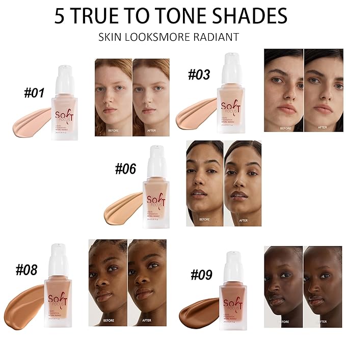 Full Coverage Soft Focus Liquid Foundation, Lightweight Moisturizing High Coverage Liquid Concealer Foundation Makeup, Waterproof Long Lasting Creamy Matte Liquid Concealer for Women, 03-Velvo Beauty