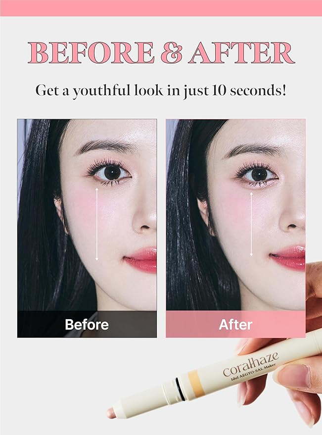 CORALHAZE Idol AEGYO-SAL Maker 01 Champagne Beige, 2-in-1 Under-Eye Highlighter and Contour Liner for Bright, Voluminous Eyes, Long-Lasting, Smudge-Proof Shimmer Stick with Natural Glow, Korean Beauty-Velvo Beauty