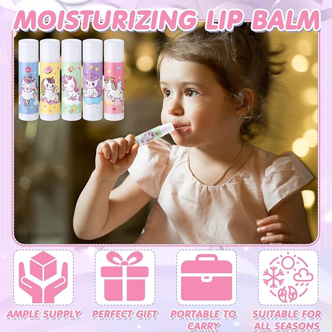 100 Pcs Unicorn Party Favors Lip Balms Bulk for Kids Birthday Party Moisturizing Lip Balm for Unicorn Themed Celebration Gifts Lip Care Products for Classroom Rewards Favor Party Supplies-Velvo Beauty