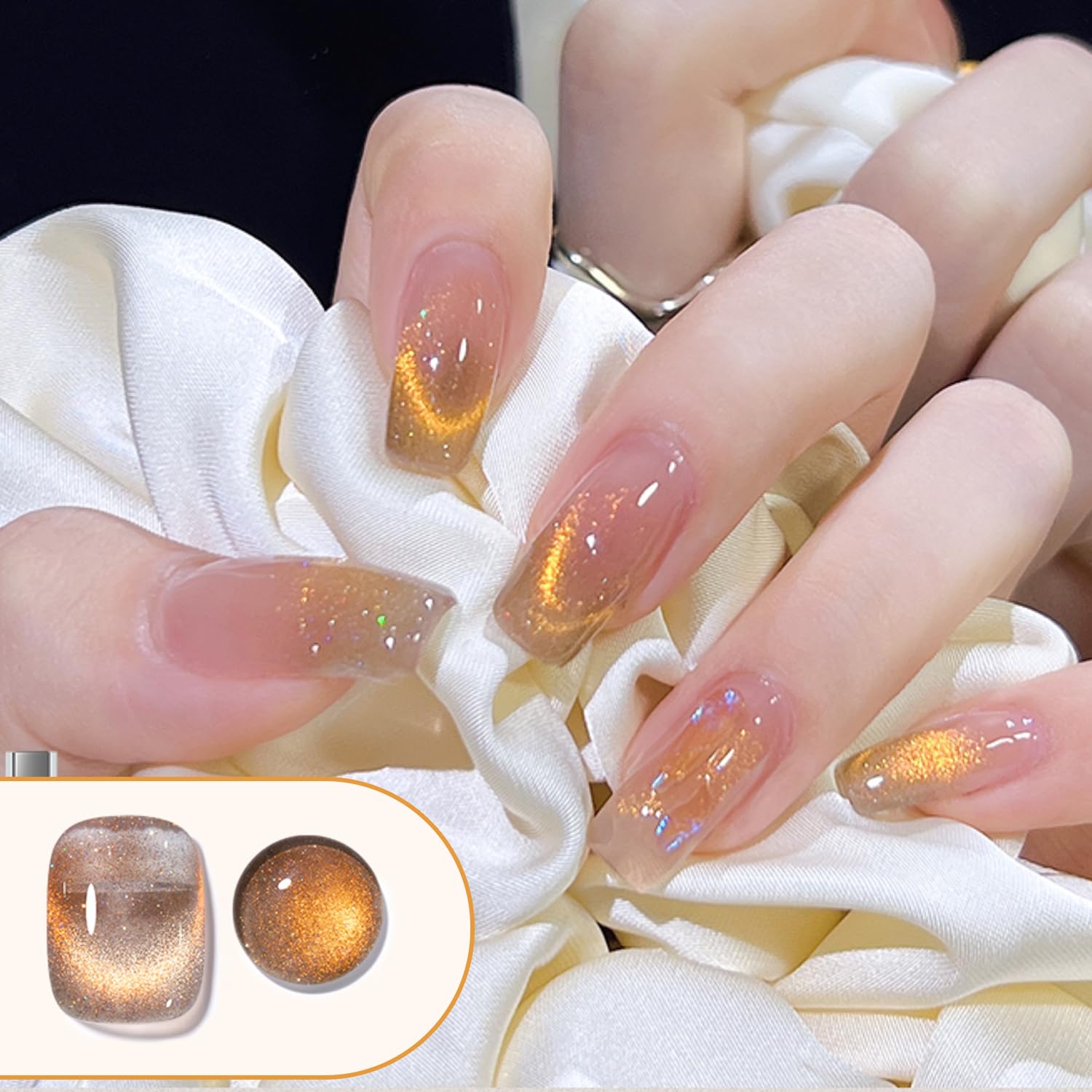 Double Rhythm 6 Colors Cat Eye Gel Polish Set Shimmer Glitter with Magnet Holographic Reflective Magnetic UV Nail Art Kit (6-Kit 23)-Velvo Beauty