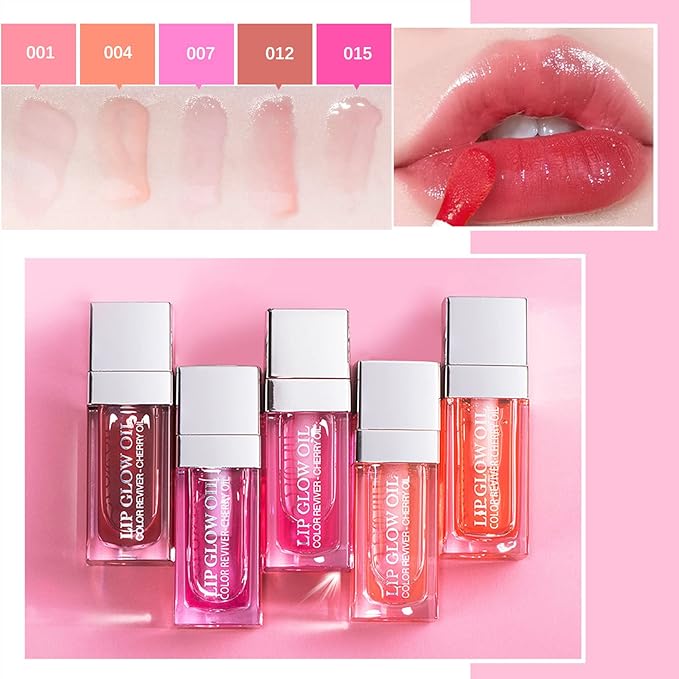 Lip Oil Hydrating Tinted Lip Balm, Plump Lip Gloss Lip Care Transparent Toot Lip Oil Tinted, Glass Lip Glow Oil Fresh Texture & Non-sticky, Nourishing Repairing Lightening Lip Lines Lip Care (001#)-Velvo Beauty