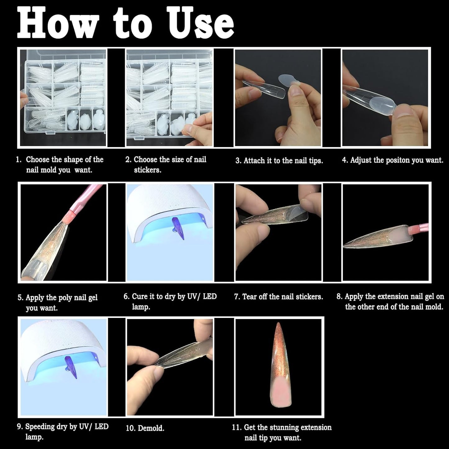 Allstarry 360pcs Nail Dual Forms, Silicone French Nail Forms for Poly Gel Nail Gel Extension Full Cover Acrylic Nail Tips 5 tpye nail form and Silicone Reusable Stickers for Nail Art Design-Velvo Beauty