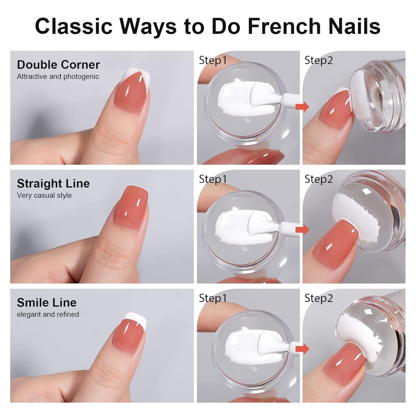 8PCS Nail Art Stamper Clear Silicone Nails Stamping Jelly with Scraper Transparent Visible Body DIY Manicure Nail Art Tool M-Velvo Beauty