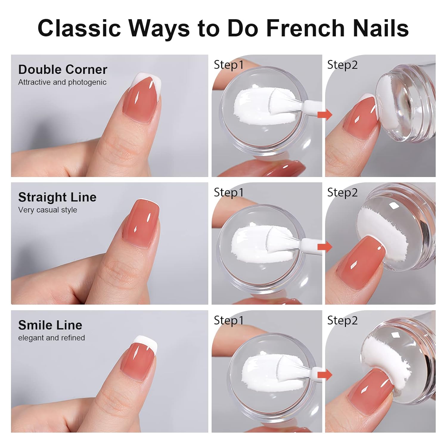 8PCS Nail Art Stamper Clear Silicone Nails Stamping Jelly with Scraper Transparent Visible Body DIY Manicure Nail Art Tool M-Velvo Beauty