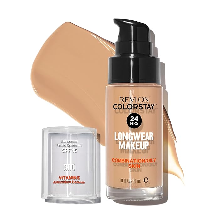 Revlon Liquid Foundation, ColorStay Face Makeup for Combination & Oily Skin, SPF 15, Medium-Full Coverage with Matte Finish, Golden Beige (300), 1.0 oz-Velvo Beauty