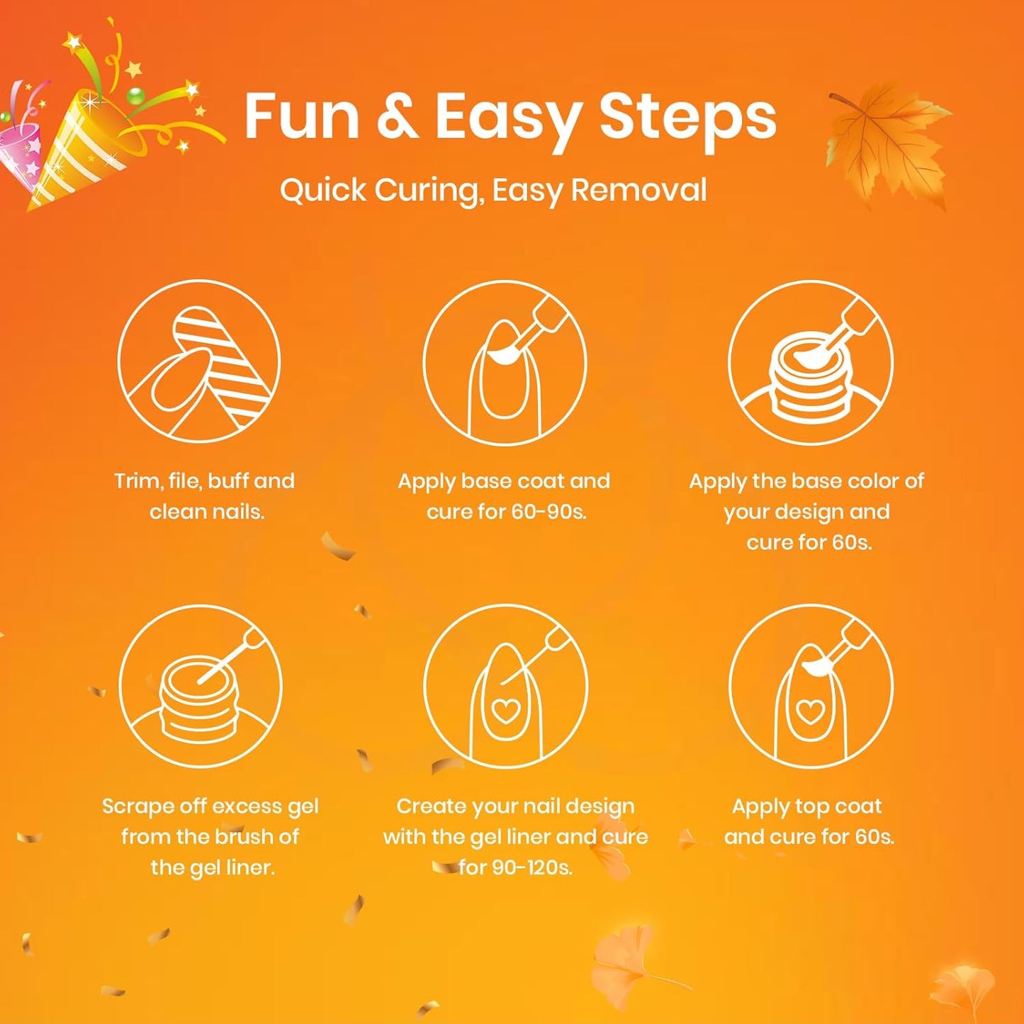 Beetles French Tip Gel Liner Nail Polish Set- 20 Colors Nail Art Polish Brown Glitter Pink Blue White Red Purple Swirl Gel Nails Polish Nails Art Painted Build in Thin Brush Manicure Gifts for Women-Velvo Beauty