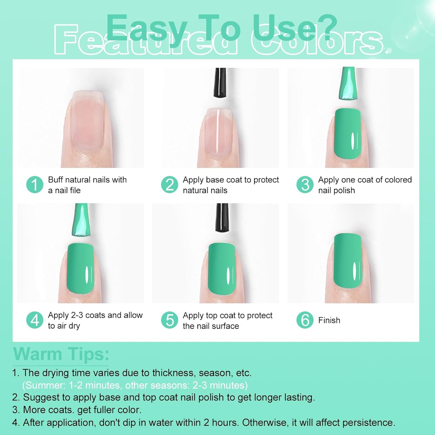 Major Dijit Seafoam Green Quick Dry Regular Nail Polish - Nail Art Lacquer, 0.41 Fl Oz-Velvo Beauty