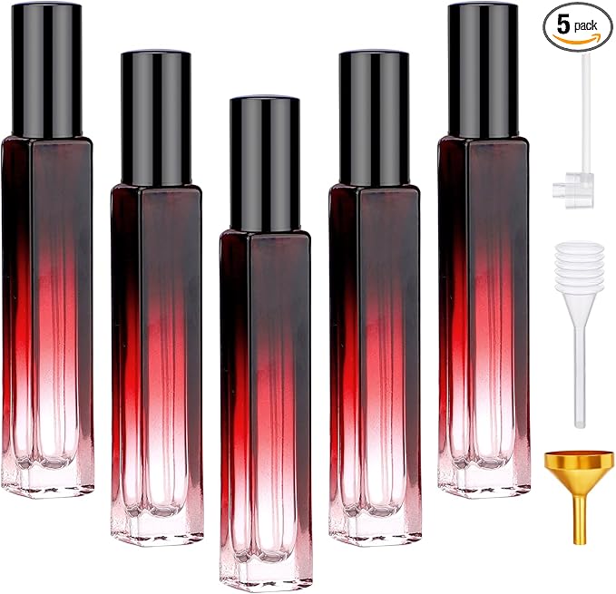 Segbeauty 5 Packs Perfume Bottles Empty, 10ML Refillable Portable Cologne Sprayer, Glass Spray Bottles for Dispensing Liquid Cosmetic, Mini Travel Size Perfume Atomizer Sample Container for Frangrance-Velvo Beauty