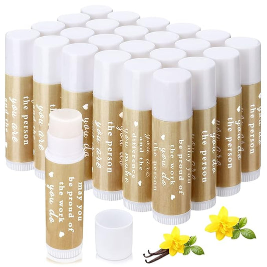 Demissle Thank You Gifts for Coworker Lip Balm Bulk Set Inspirational Appreciation Gifts Leaving Farewell Gifts Vanilla Ingredients Lips Care Products for Friends Teacher Worker Employee (24 Pcs)-Velvo Beauty