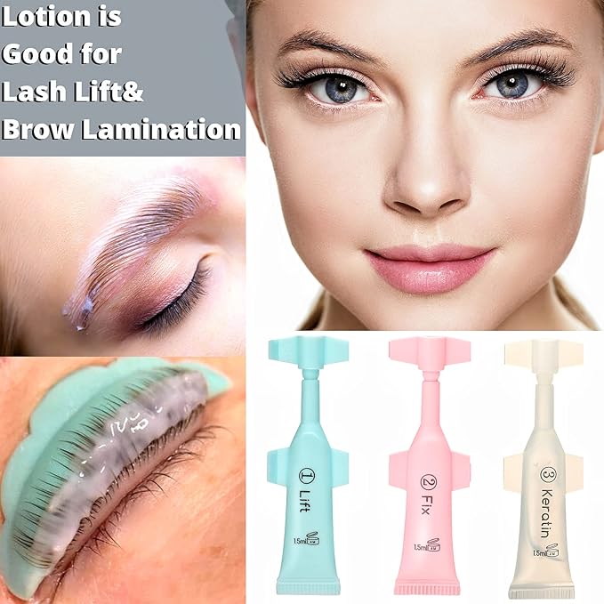 Lash Lift Kit Eyebrow Perm Kit Perm&Setting Lotion Set | Disposable large capacity 1.5ml lotion tube for Lash Lift Kit & Eyebrow Lamination Fast Acting 3-Step Lifting, Fixing Lotions with-Velvo Beauty