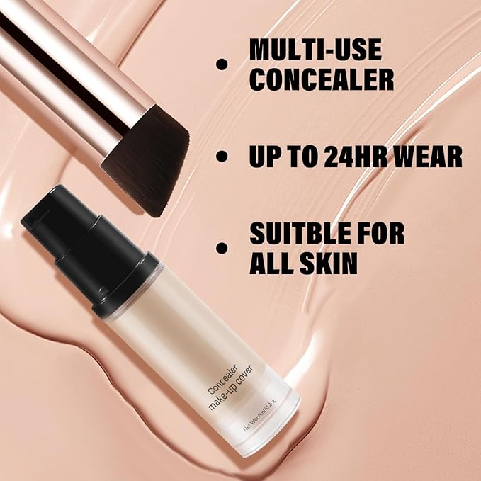 2pcs Liquid Concealer Set with Brush,Full Cover,Concealer Wand with Matte Finish,Corrects，Covers，Long Wear Up to 24hr-Velvo Beauty