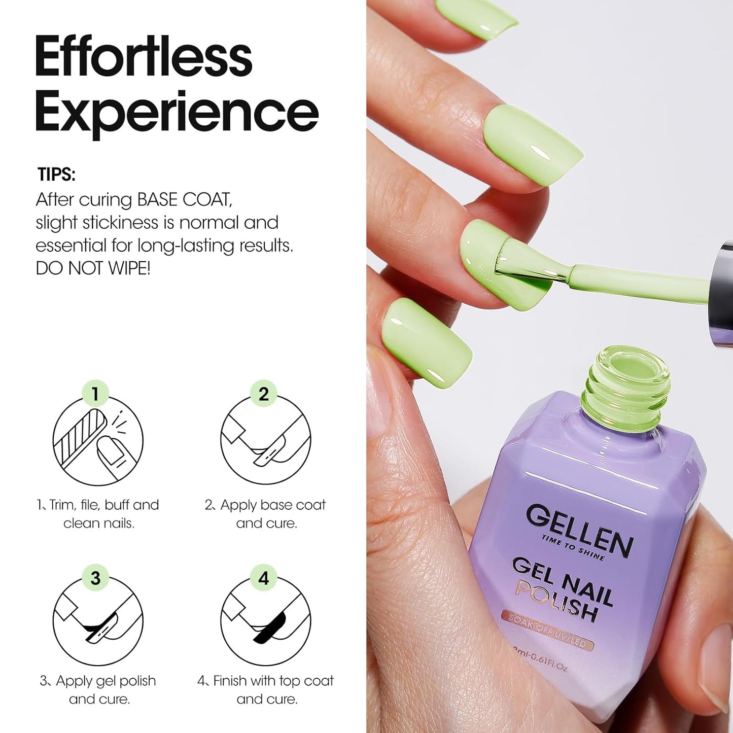 Gellen Green Gel Nail Polish, Mint Green Gel Polish Pastel Green Nail Polish Gel Light Green Soak Off U V LED Nail Lamp Gel Polish Home Salon Nail Art DIY Manicure Gift for Women Gilrs, 0.61 Fl Oz-Velvo Beauty