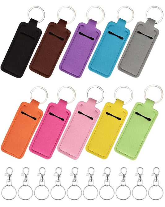 Chapstick Holder Lip Balm Sleeve Pouch Chapstick Holder With Clip Lipstick Lip Gloss Holder Stocking Stuffers Gift for Women (ten pcs)-Velvo Beauty