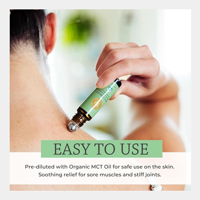 Silk Road Organic Muscle Relief Essential Oil Blend Roll On, 100% Pure USDA Certified Aromatherapy for Muscle Aches & Stiff Joints with Peppermint & Ginger - 10 ml Roller-Velvo Beauty