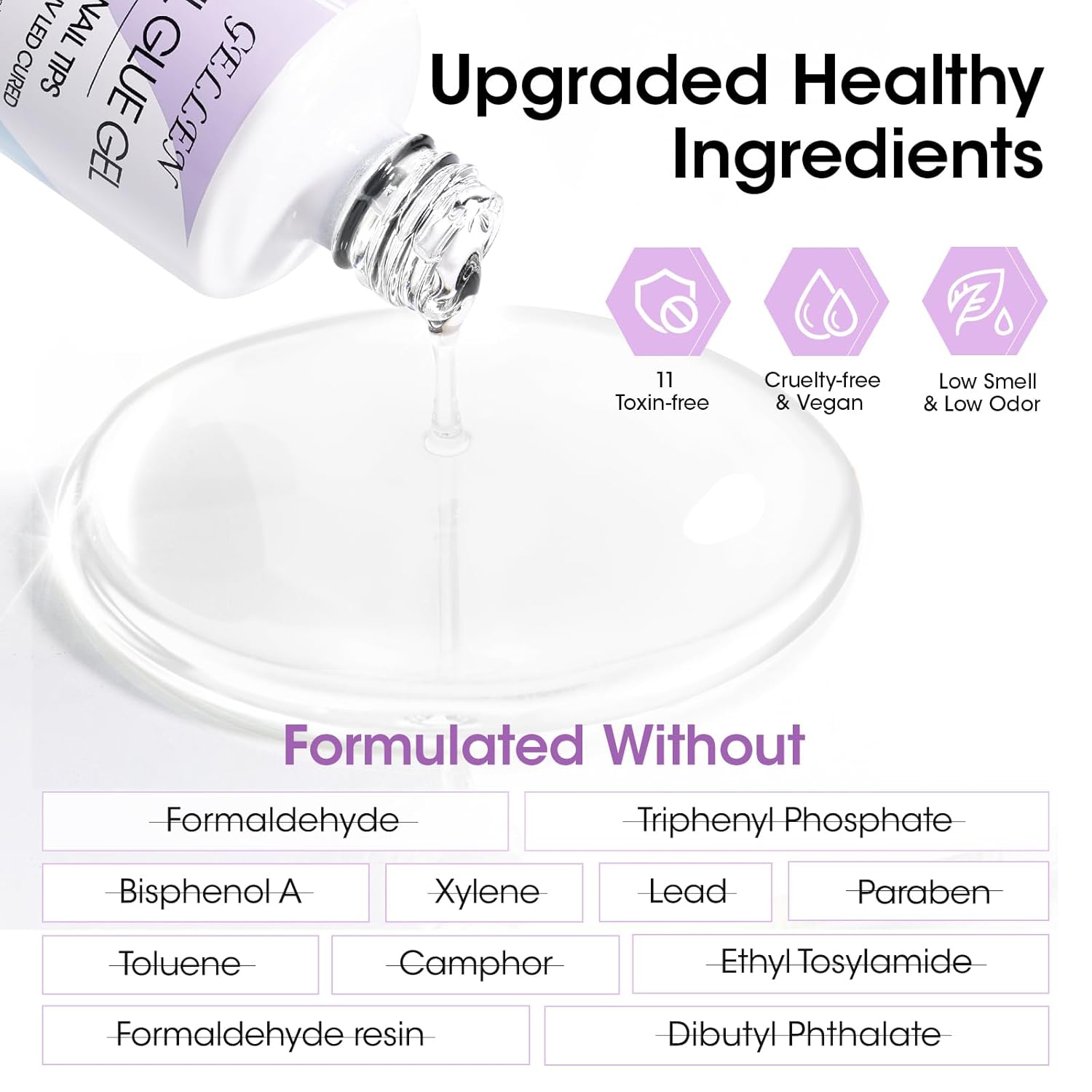 Gellen Gel Nail Glue and Nail Dehydrator, 15ml Nail Gel Glue for False Nail Tips and Clear Press on Nails, Acid Free Nail Prep Dehydrator, Soak Off UV Led Lamp Needed Strong Adhesive Nail Gel-Velvo Beauty