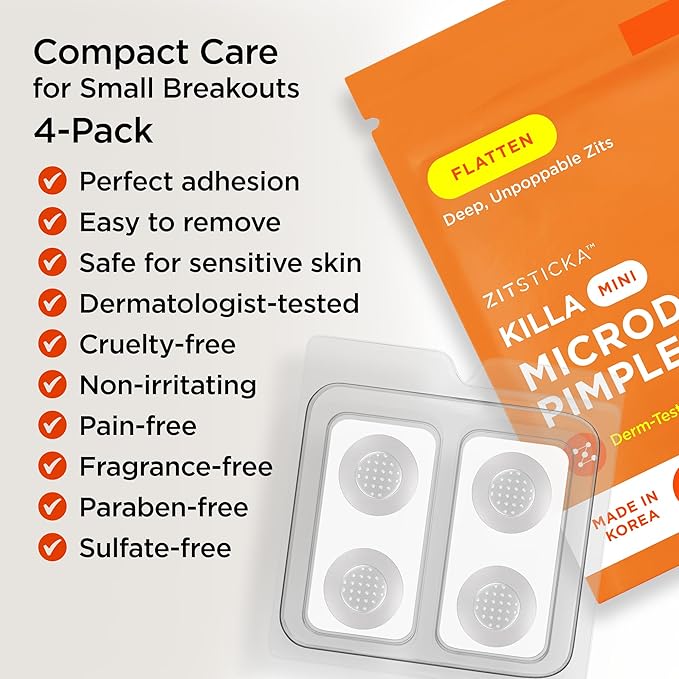 ZitSticka Killa Mini Acne Patches for Face - World's Most Potent Pimple Patch with Fast-Acting Microdarts - Starts Working within 2 Hours for Deep, Early-Stage Zits - 8 Count-Velvo Beauty