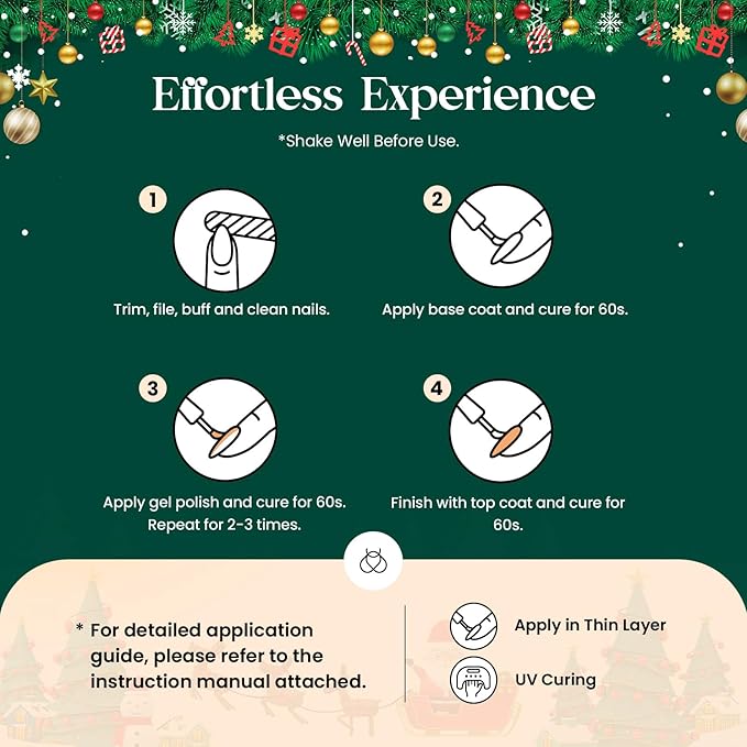 Beetles Glitter Gel Nail Polish, 6 Colors Red Green Gel Nail Polish Set Soak Off Uv LED Nail Lamp Reflective Glitter Nail Art DIY Home Nails Manicure Gifts for Women Her Girls-Velvo Beauty