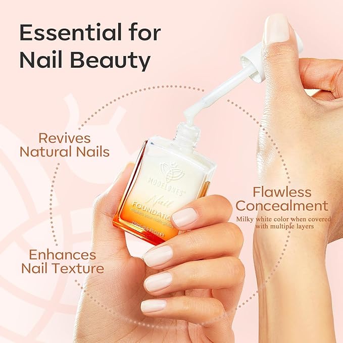 modelones Nail Strengthener, Milky White Nail Polish Natural Nail Concealer Foundation Air Dry Nail Growth Polish for Damaged Nails Imperfection Masking Gifts for Women 15ml-Velvo Beauty