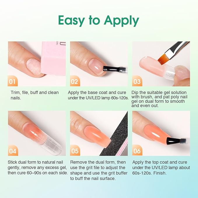 ROSALIND 8PCS Poly Nail Gel Kit with Mini Nail Lamp Clear Nude Poly Nails Gel Kit Starter Kit Nude Pink Nail Extensions Gel Set-Velvo Beauty