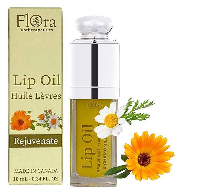 Flora Calendula & Chamomile Lip Oil | Organic, Plant-Based | Rejuvenate | 10 ml | Made in Canada-Velvo Beauty