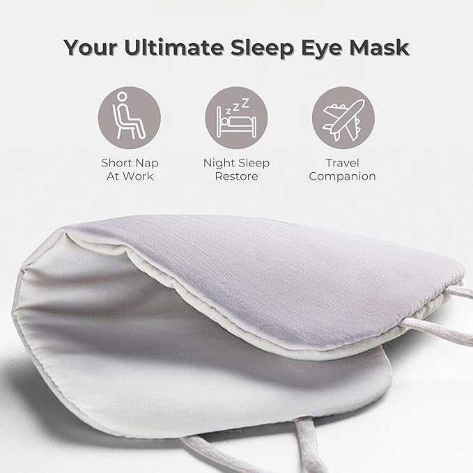 7C Soft Sleep Mask - Eye Mask - Hyaluronic Acid Anti-Aging Under Eye Cover with Adjustable Ear Elastic Straps for Full Night Sleep, Nap, Reduces Puffy Eyes Gifts-Velvo Beauty