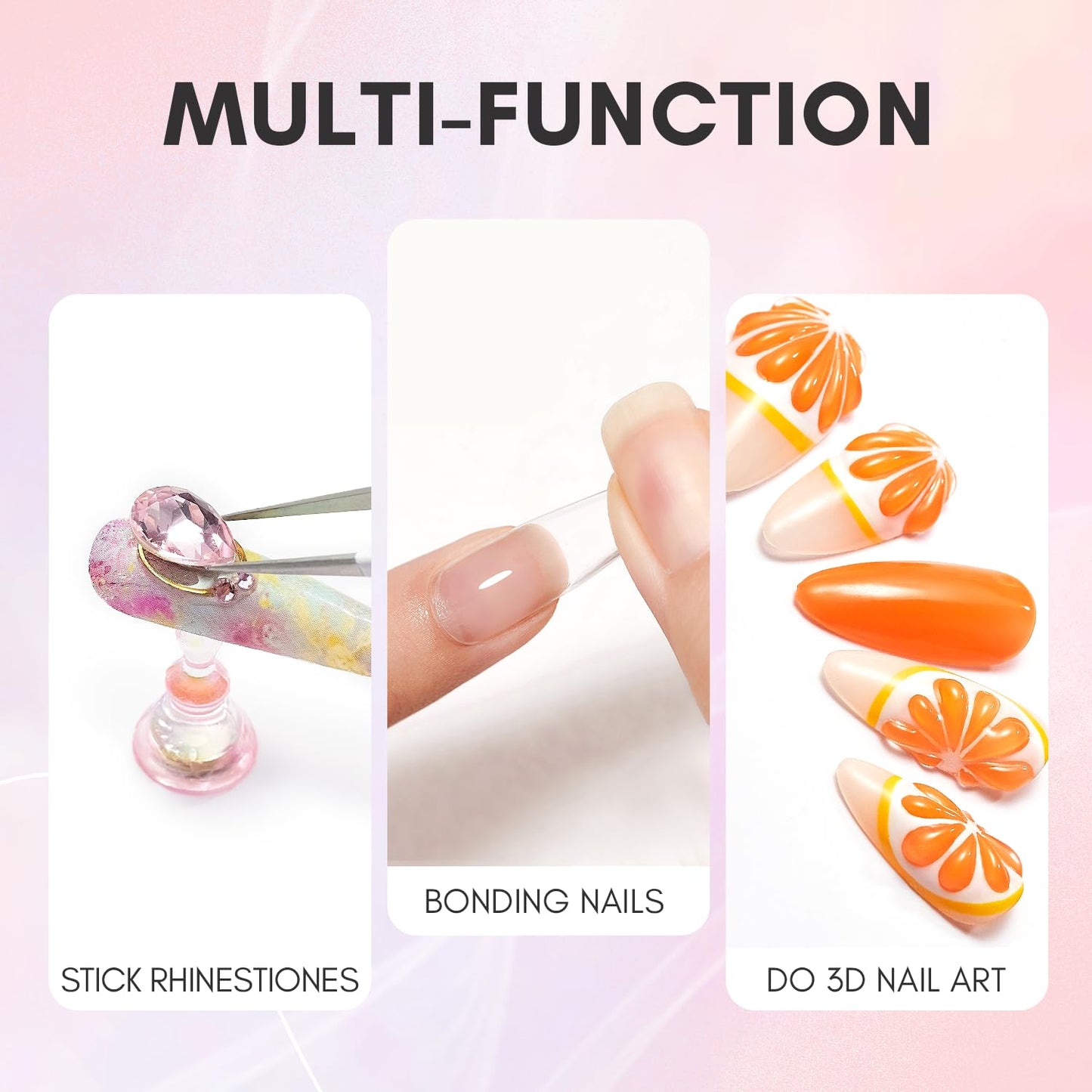 Makartt Gel Nail Glue: Solid Nail Glue for Press On Nails, 15ML 3D Gel UV Lamp Needed, Multifunctional Nails Tools Strong Adhesive Rhinestone Glues Gels for Charms & Gems, Ideal for DIY Home Salon Use-Velvo Beauty