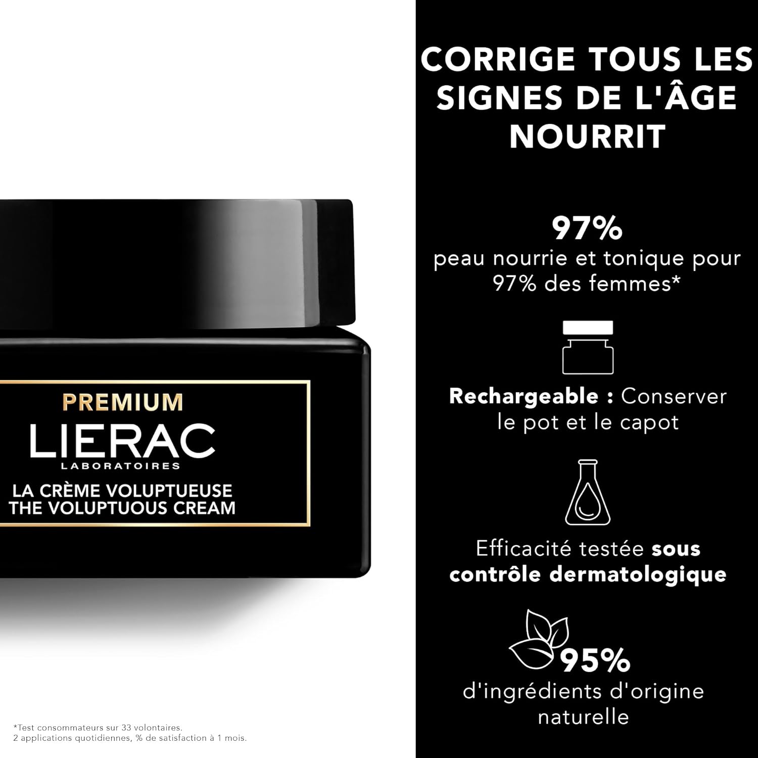 Lierac The Voluptuous Face Cream - Wrinkle-Minimizing Face Moisturizer Cream for Woman, Fine Lines, Hydrating, Corrects All the Signs of Aging with Niacinamide & Hyaluronic Acid, Sensitive Skin - 50ml-Velvo Beauty