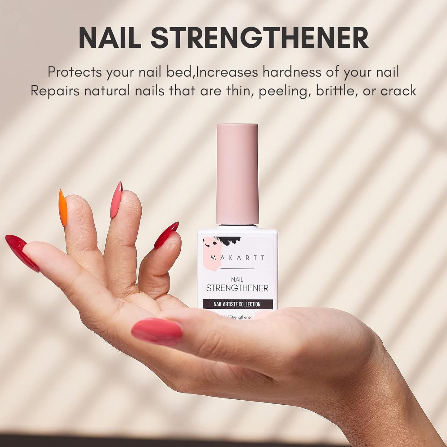 Makartt Gel Nail Strengthener Reinforce Polish, Nail Strengthening Repair Polish Nail Hardener for Treating Weak Damaged Peeling Nails Clear Soak Off Gel Lacquer Long Lasting Professional DIY Nail Art-Velvo Beauty