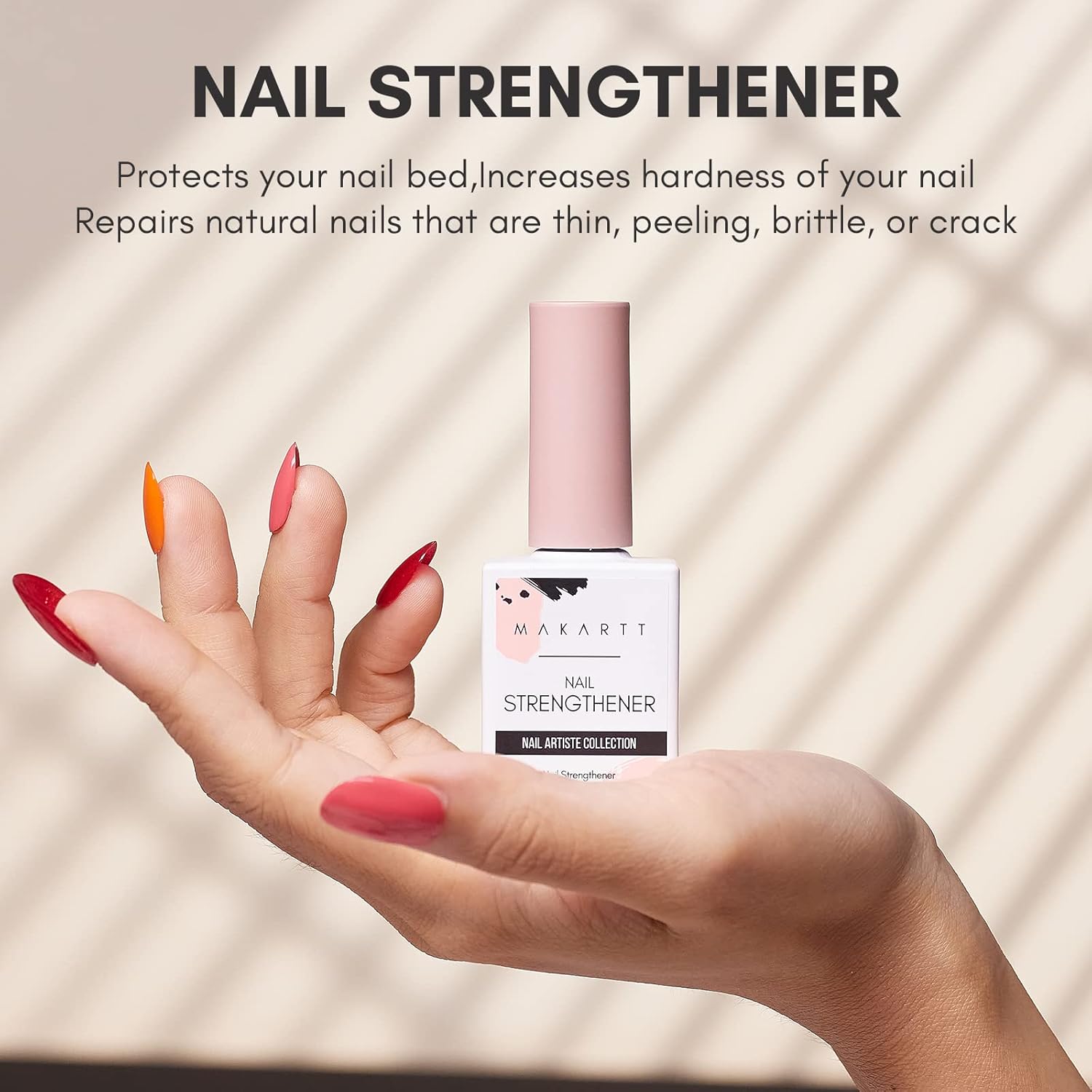 Makartt Gel Nail Strengthener Reinforce Polish, Nail Strengthening Repair Polish Nail Hardener for Treating Weak Damaged Peeling Nails Clear Soak Off Gel Lacquer Long Lasting Professional DIY Nail Art-Velvo Beauty