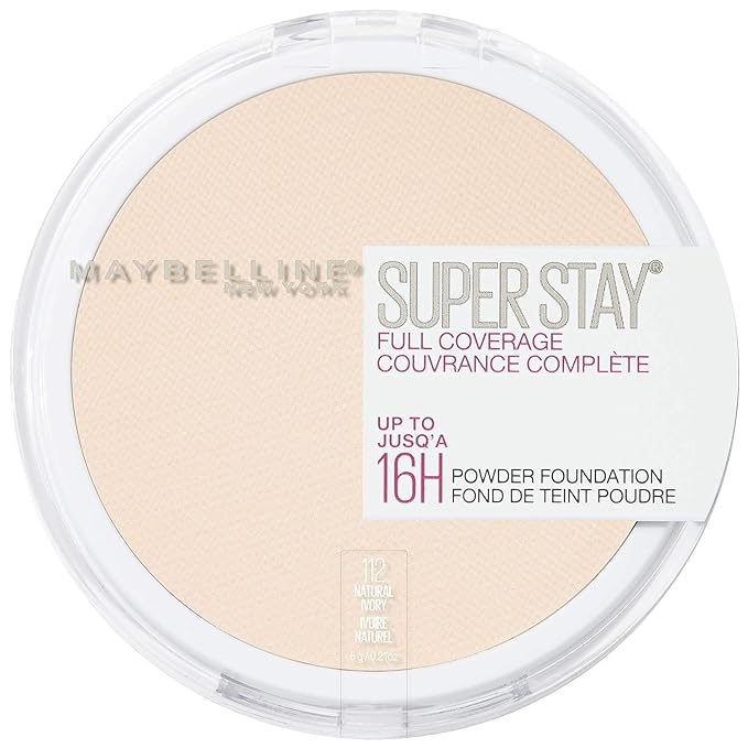Maybelline Super Stay Full Coverage Powder Foundation Makeup, Up to 16 Hour Wear, Soft, Creamy Matte Foundation, Natural Ivory, 1 Count-Velvo Beauty