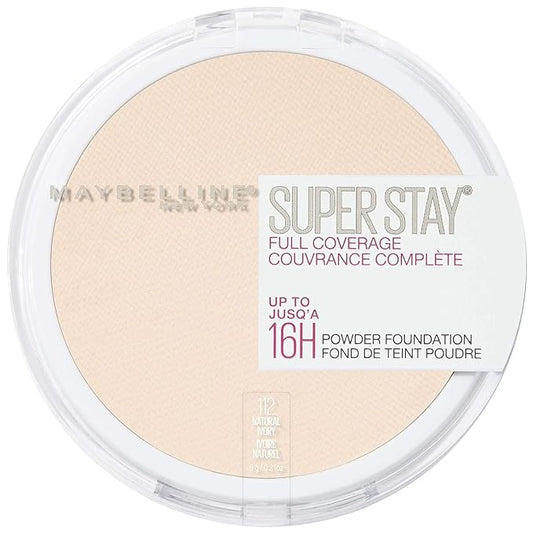 Maybelline Super Stay Full Coverage Powder Foundation Makeup, Up to 16 Hour Wear, Soft, Creamy Matte Foundation, Natural Ivory, 1 Count-Velvo Beauty