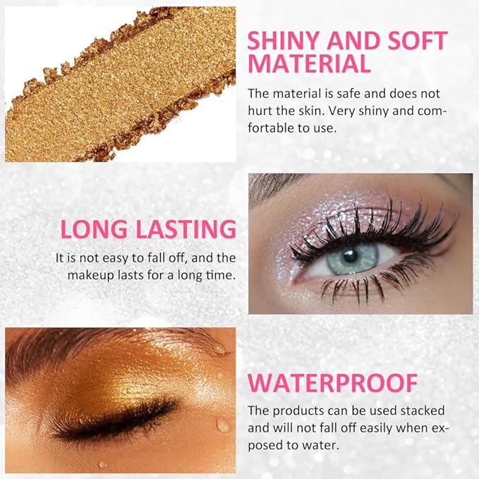 4 Colors Highlight Silver Gold Eyeshadow Palette, SHANY Cosmetics Shimmer Eyeshadow Palette, Cruelty-Free and Vegan Formula, Glitter Shimmer Eyeshadow for Professional Makeup-Velvo Beauty