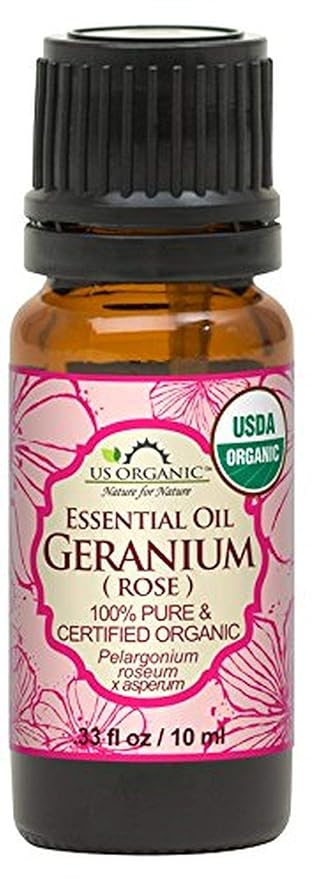 US Organic 100% Pure Rose Geranium Essential Oil (Sourced from South Africa) - USDA Certified Organic, Steam Distilled (10 ml)-Velvo Beauty