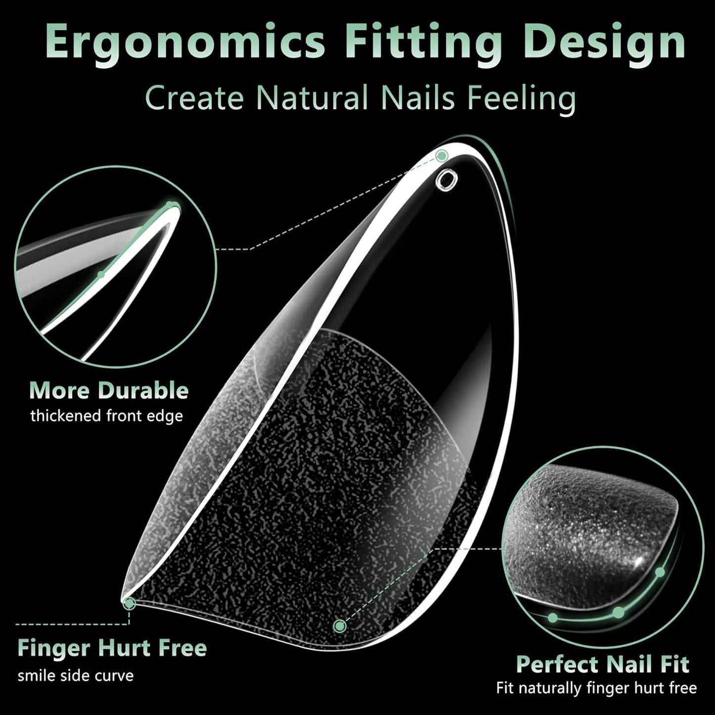 Extra Short Almond Nail Tips, 216pcs Acrylic Soft Fake Nails Gel Nail Tips, Full Cover Pre-Shaped Matte Clear Press on Nails for Extension, Diy at Home Manicure 12 Sizes-Velvo Beauty