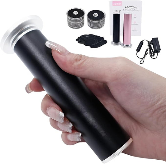 4.8IN Longer Electric Foot Callus Remover with 80pcs Sandpaper Discs, Professional Aluminum Callus Remover for Feet, Stepless Speed Control Pedicure Tools for Dead Skin (Black)-Velvo Beauty