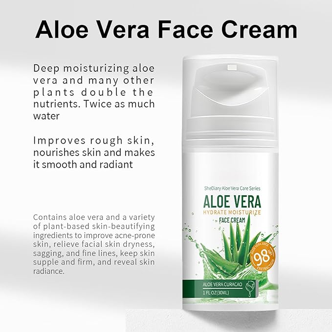 Aloe Vera Skin Care Sets & Kits, 4Pcs Moisturizing Face Care Set, Improve Rough Skin, Firming Skin and Reduce Fine Lines, Skincare Routine Set with Face Cream, Cleanser, Toner, Eye Cream-Velvo Beauty