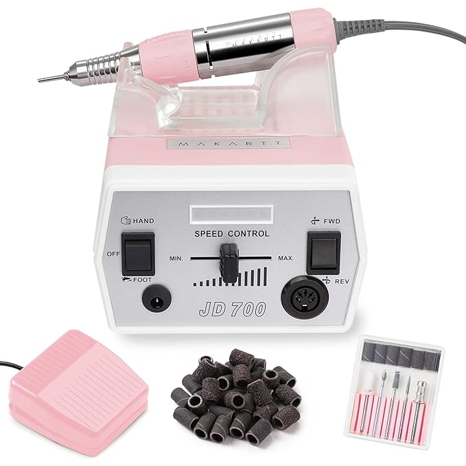 Makartt Nail Drill - Portable Electric Nail File Machine Geneviere E File Pink JD700 Professional 30000RPM Manicure Drill for Acrylic Nails Poly Nail Gel Polish Beauty Gift-Velvo Beauty