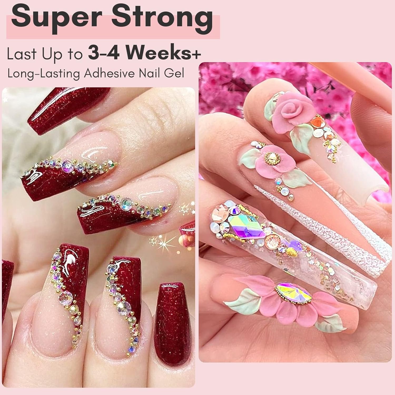 Makartt Nail Rhinestone Glue: Super Strong Gel Glue for Nail Art Decorations, Charms, 3D Bling, Gems, Jewel Diamonds 30ML Cured Need Beauty-Velvo Beauty