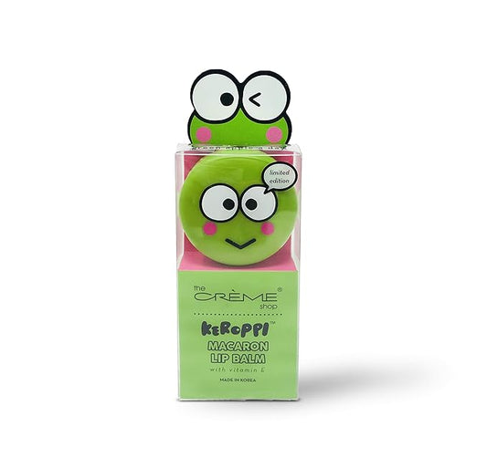 The Crème Shop x Sanrio Hello Kitty Macaron Lip Balm (Keroppi Green Apple A Day) Korean Cute Scented Pocket Portable Soothing Advanced Must-Have on-the-go-Velvo Beauty