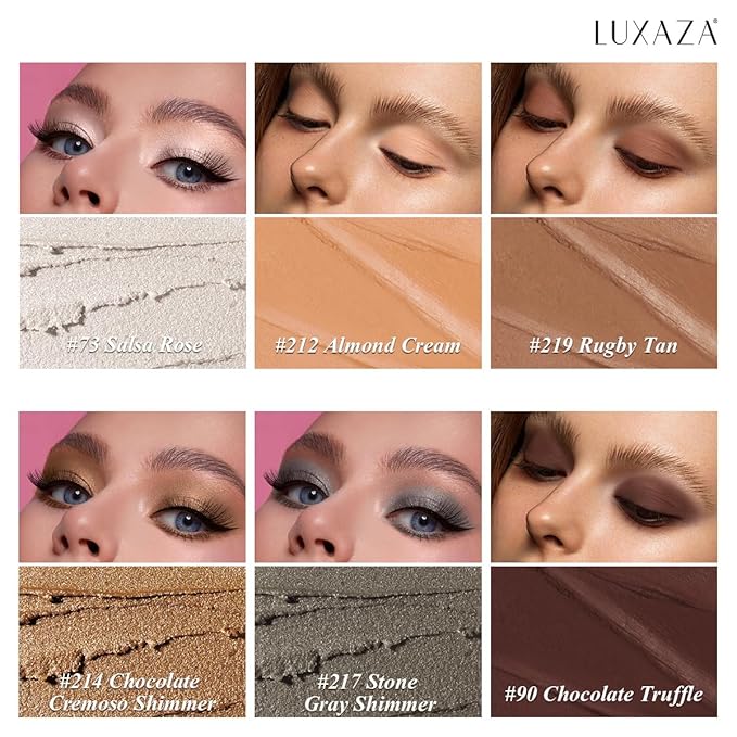 Neutral Brown Eyeshadow Stick Makeup 6PCS Set, Metallic Shimmer Matte Cream Eye Shadow Eyeliner Brightener Pencil Crayon - BROWN LATTE-Velvo Beauty